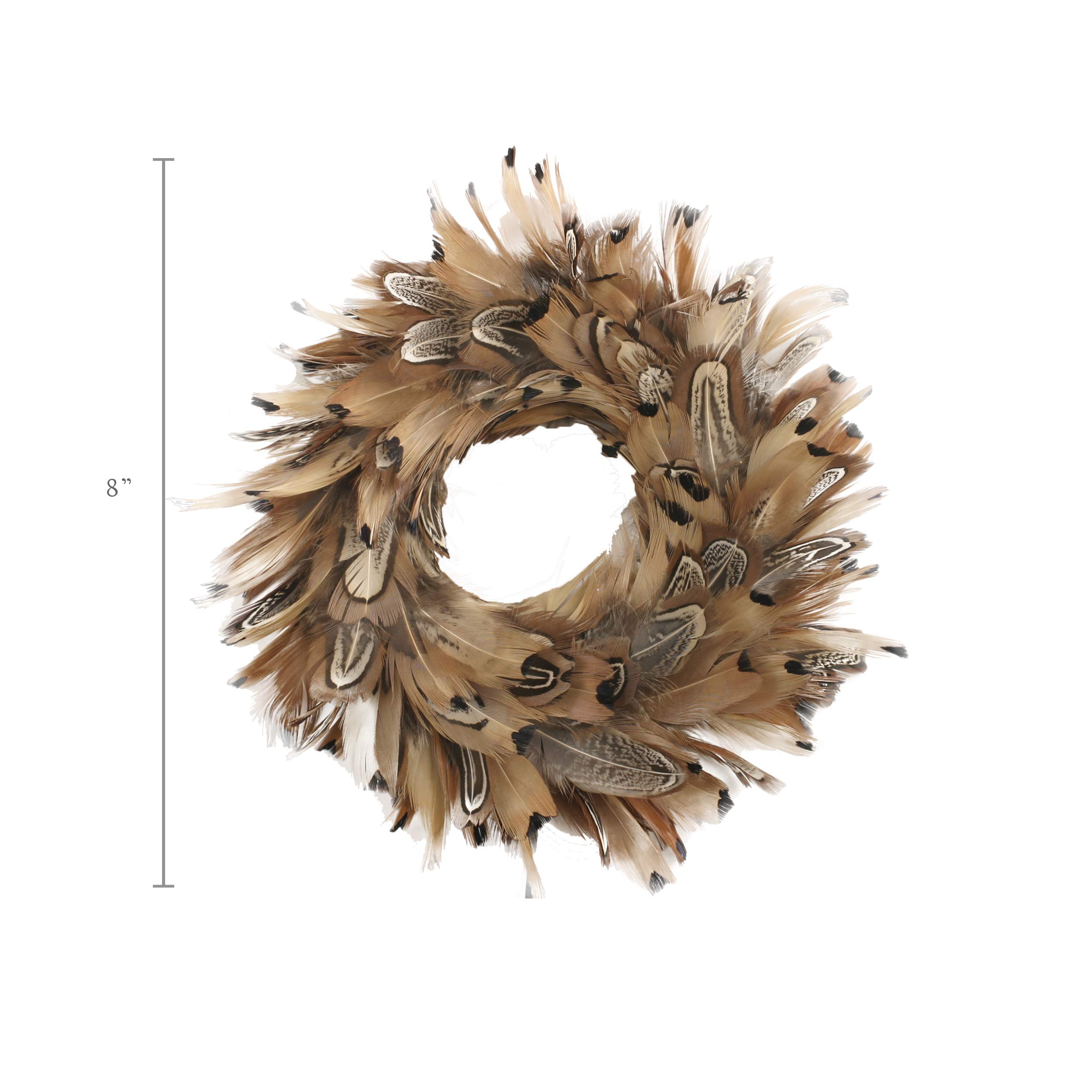 Natural Pheasant Feather Christmas Wreath - 8" Brown Farmhouse Autumn or Fall Decor - Image 3