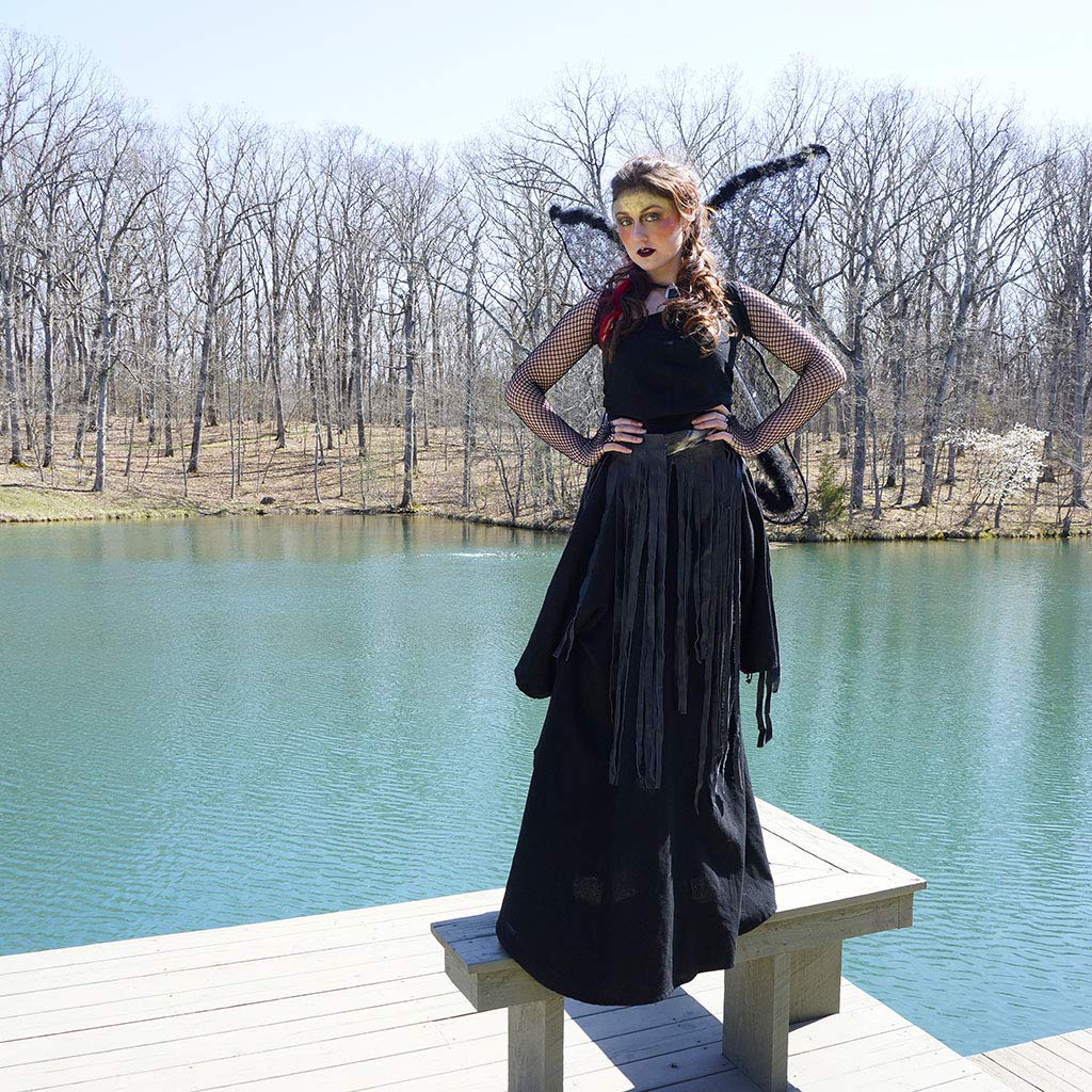 Zucker - Angel Feather Costume Wings - Adult Costume - Large Fairy Lace and Feather Wings - 40” x 30” - Image 3