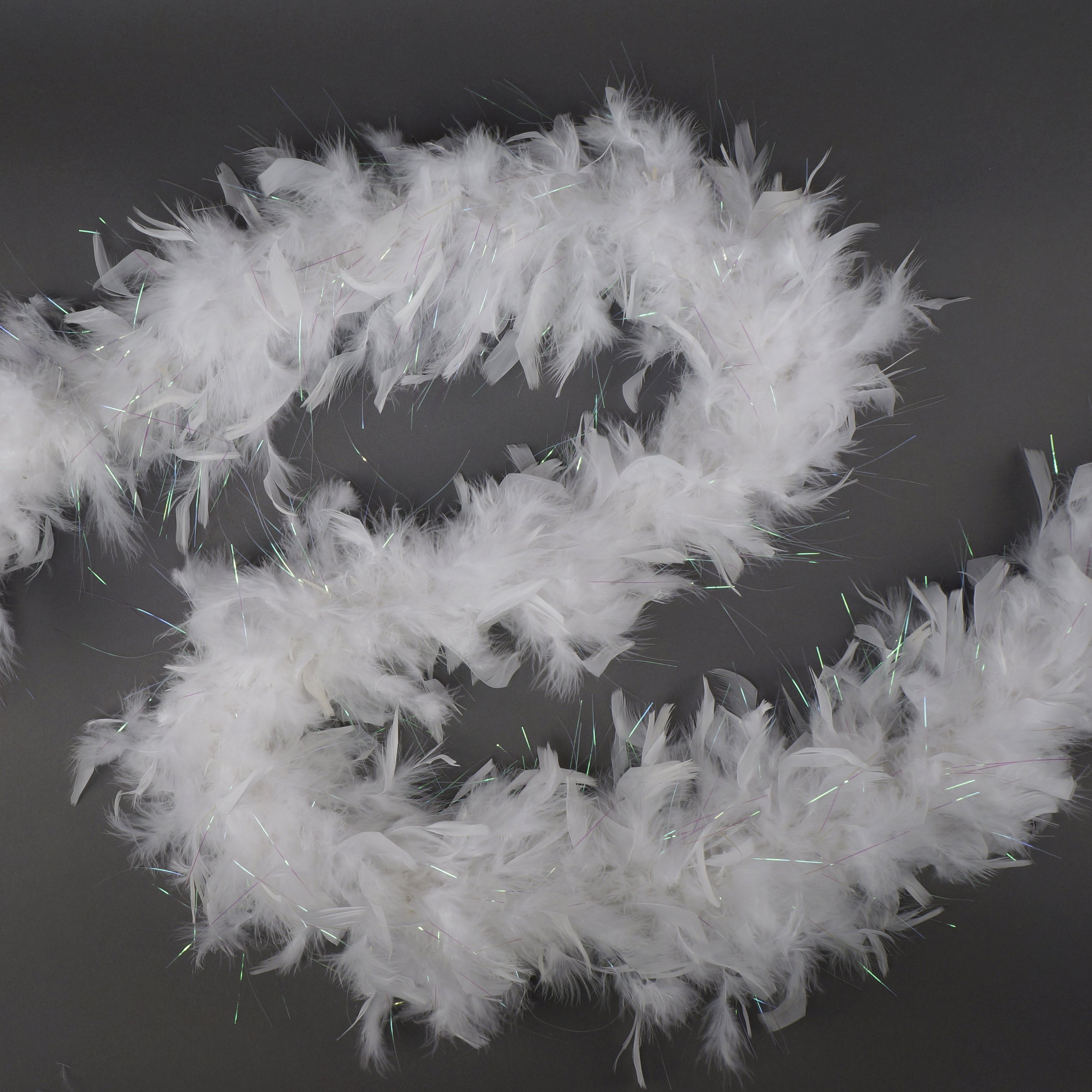 Zucker Chandelle Feather Boa with Lurex – Heavy Boas 6 Ft- Christmas Decorations - Vibrant Holiday Home Decor - Costume Cosplay Accessory, Halloween Party, Carnival - White/Opal Lurex - Image 3