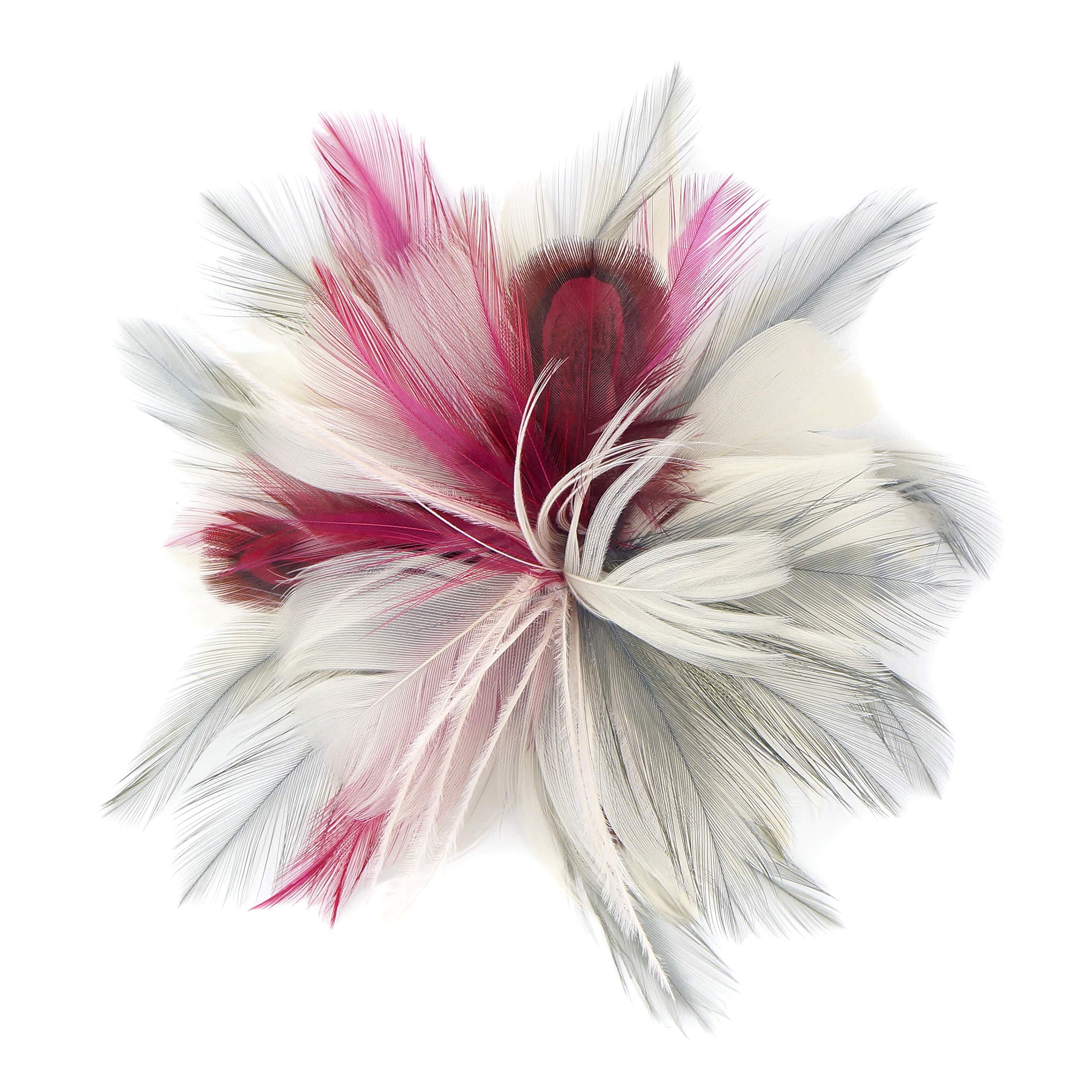 ZUCKER Feather Flower Corsage - Pink/Silver Flapper Fascinator Hair Accessory - Image 4
