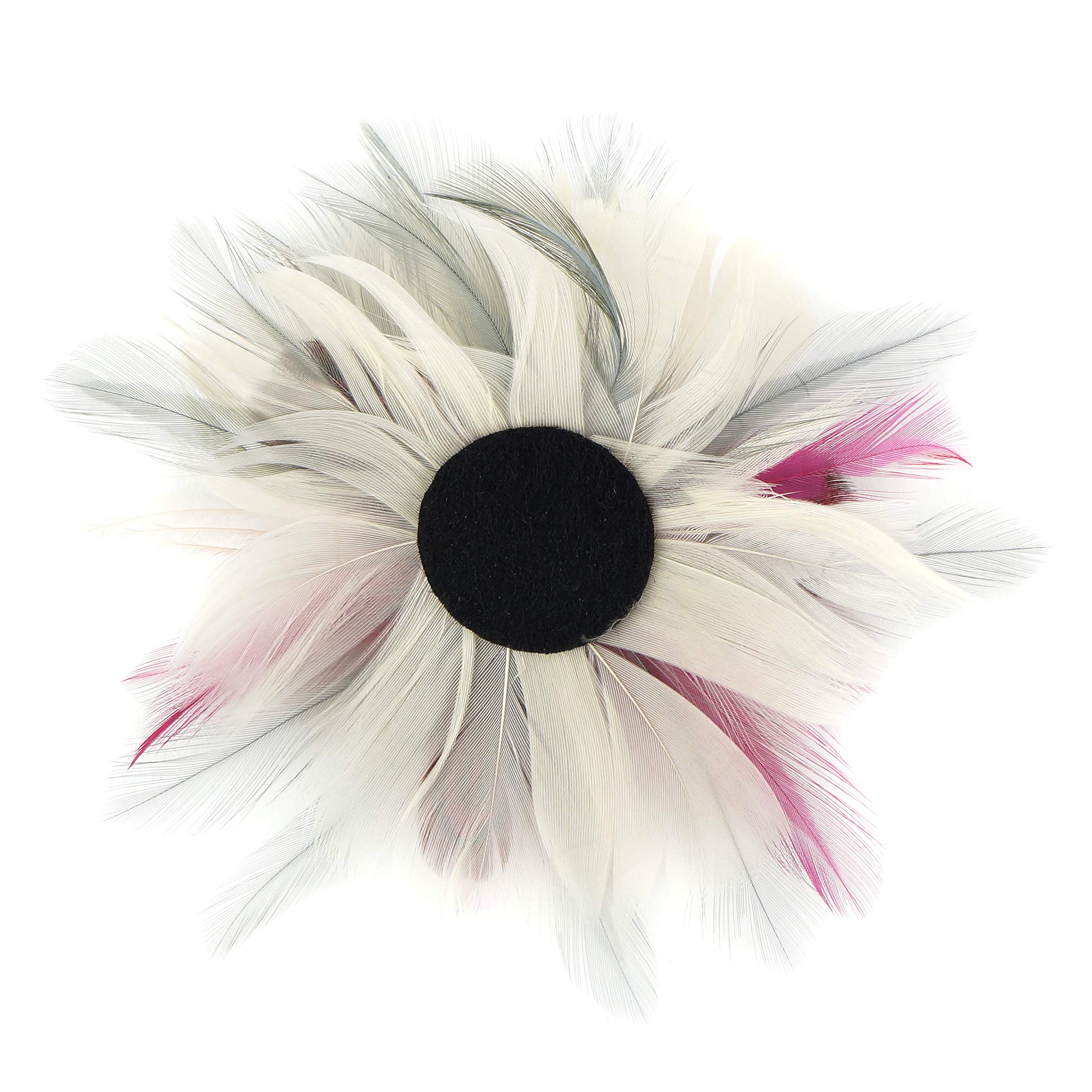 ZUCKER Feather Flower Corsage - Pink/Silver Flapper Fascinator Hair Accessory - Image 5