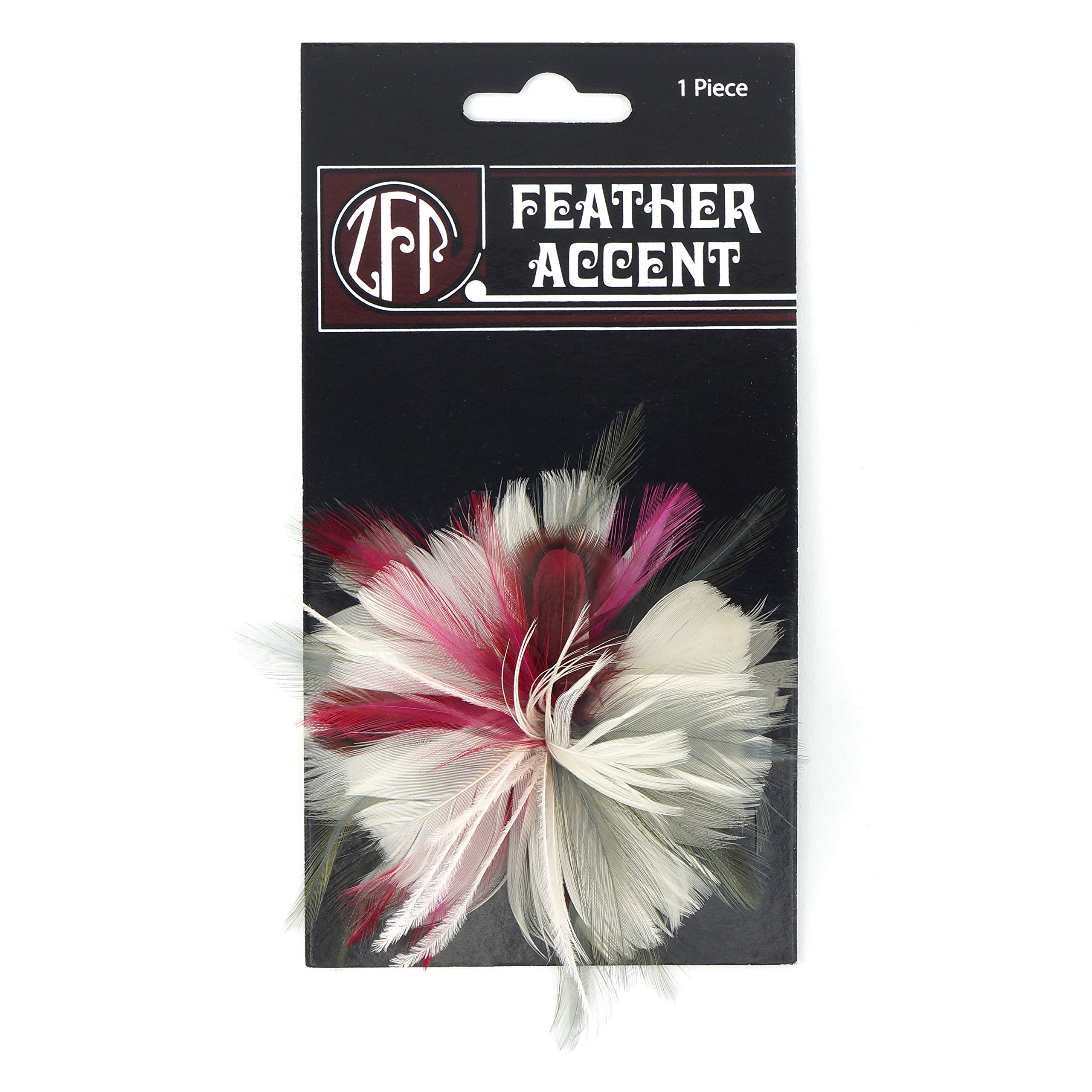 ZUCKER Feather Flower Corsage - Pink/Silver Flapper Fascinator Hair Accessory - Image 6