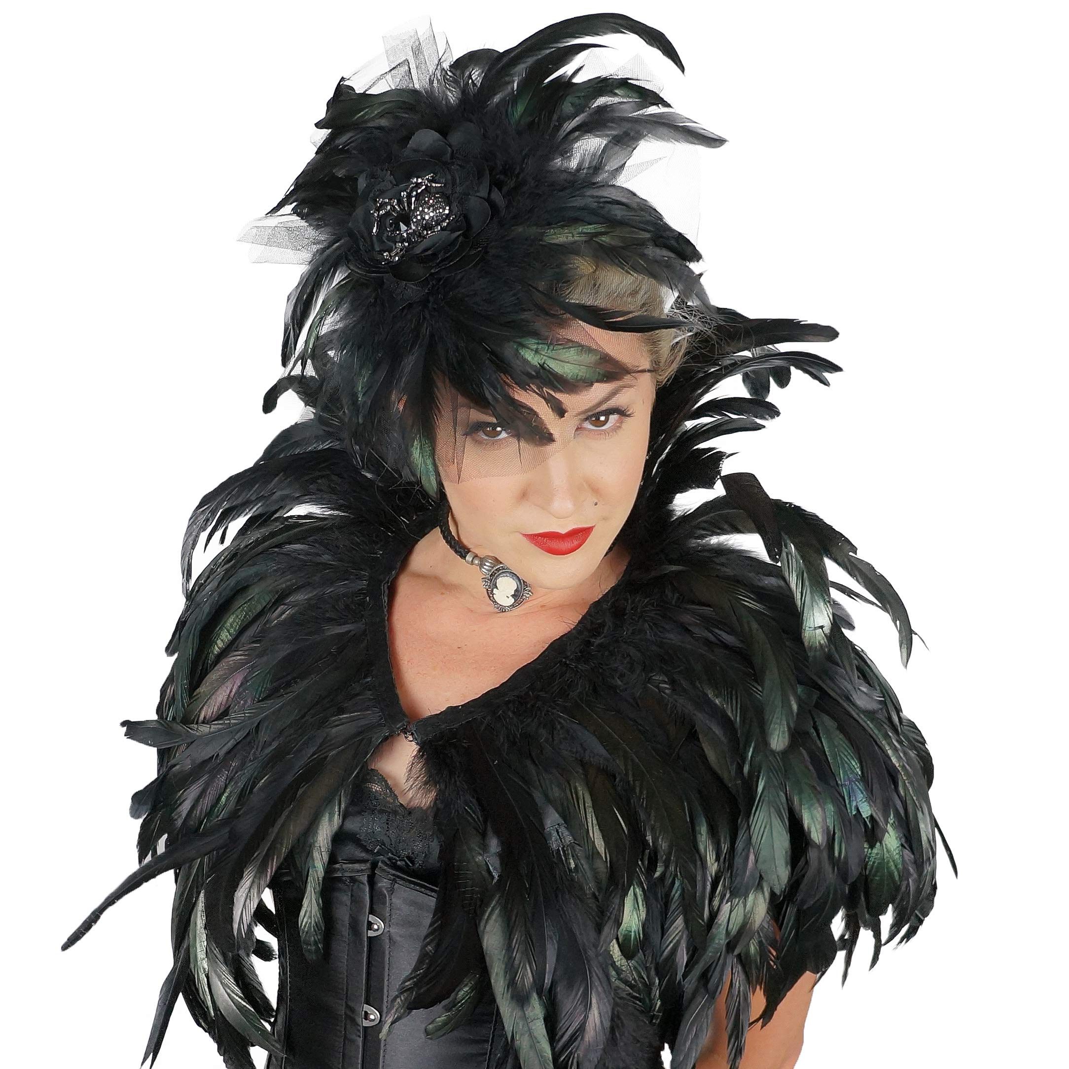 ZUCKER Jeweled Black Widow Spider Headband - Black Feather Hair Accessory for Halloween or Cosplay - Image 4