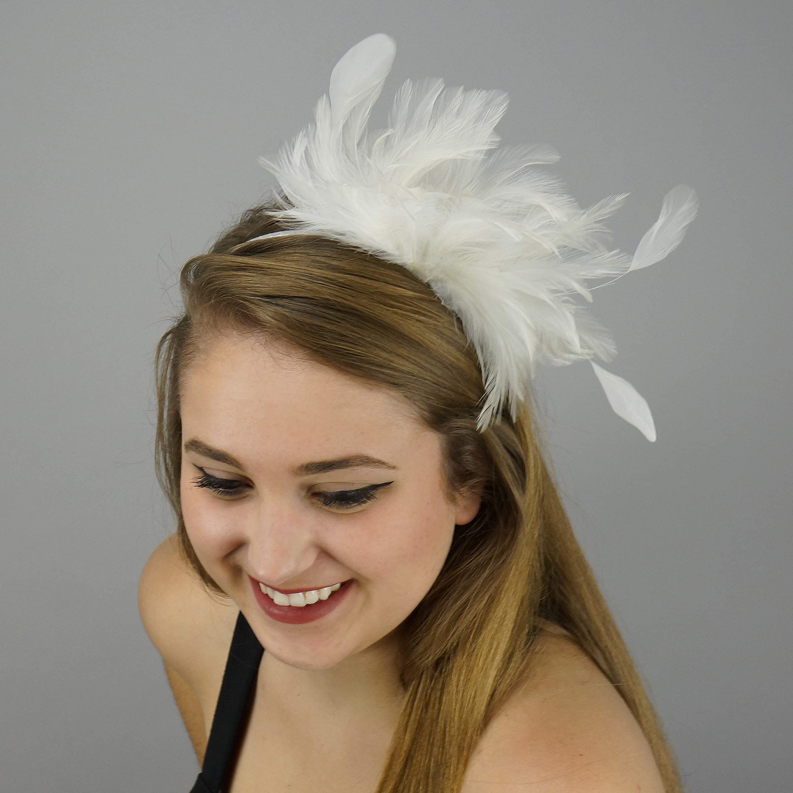 ZUCKER LadyAnn Headband Feather Hair Accessories - Flapper Style White Head Piece. - Image 4