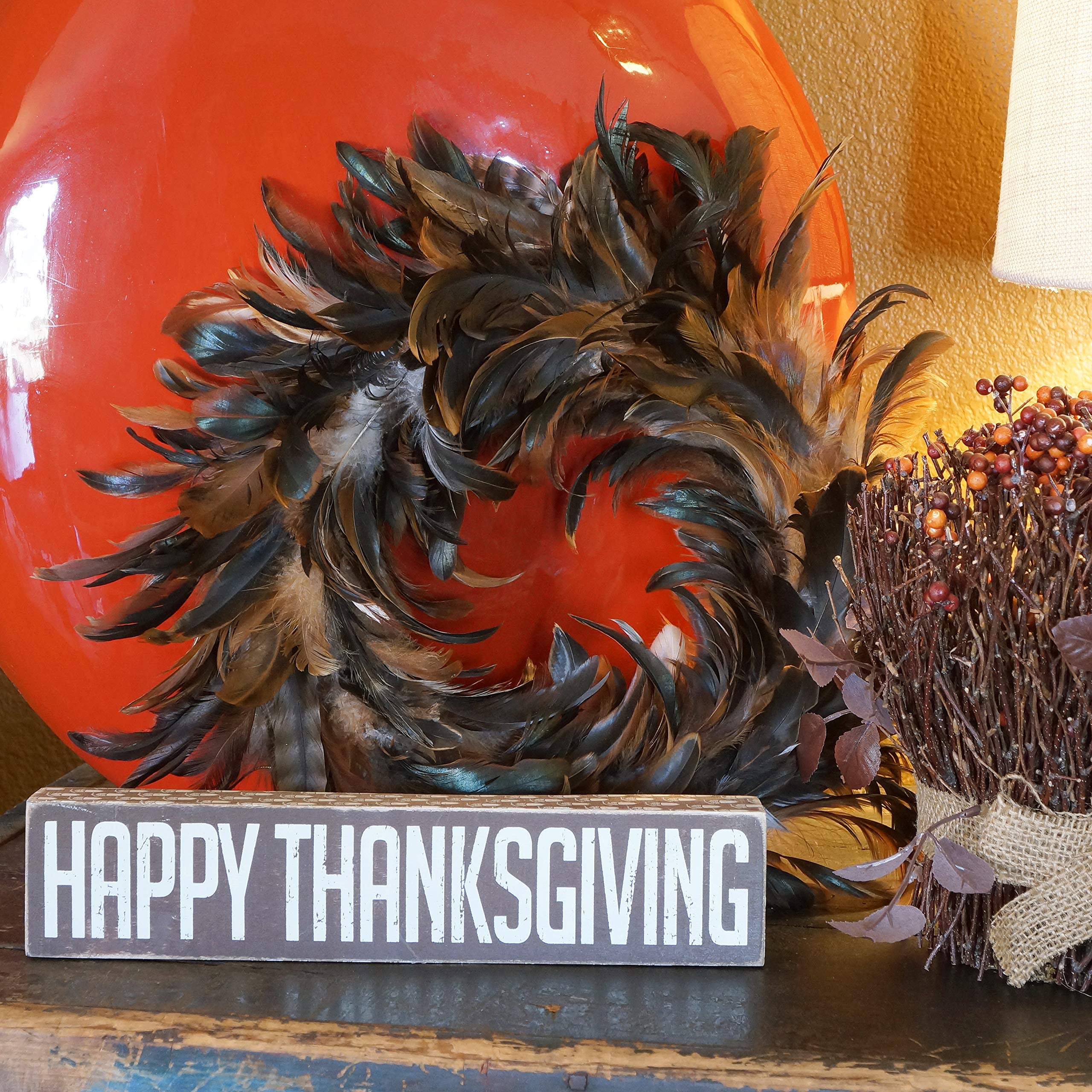 ZUCKER Natural Schlappen Feather Christmas Wreath - 15-18" Brown Farmhouse Autumn or Fall Decor - Image 3