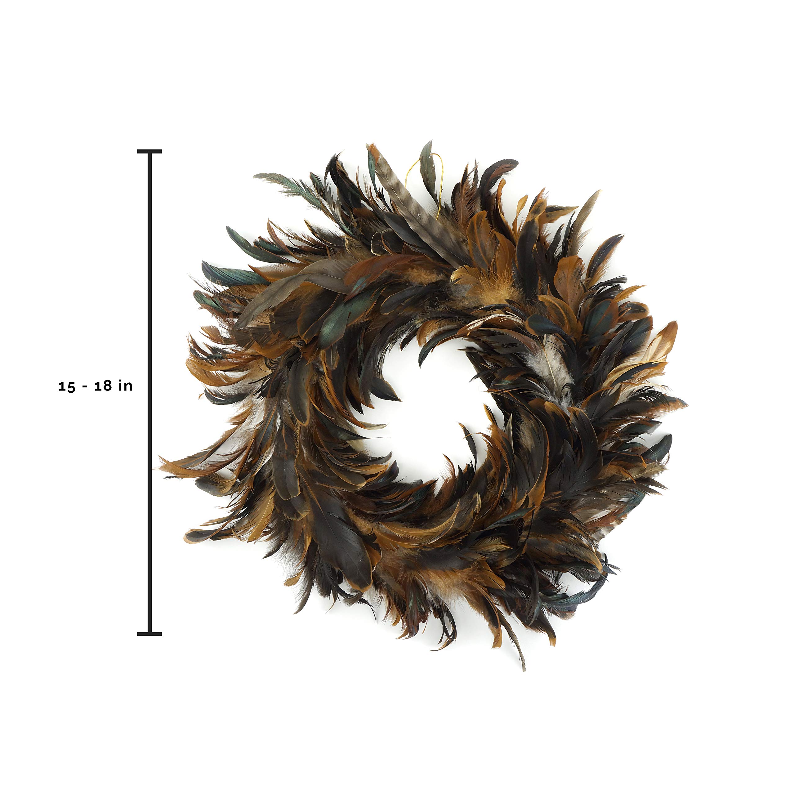 ZUCKER Natural Schlappen Feather Christmas Wreath - 15-18" Brown Farmhouse Autumn or Fall Decor - Image 5