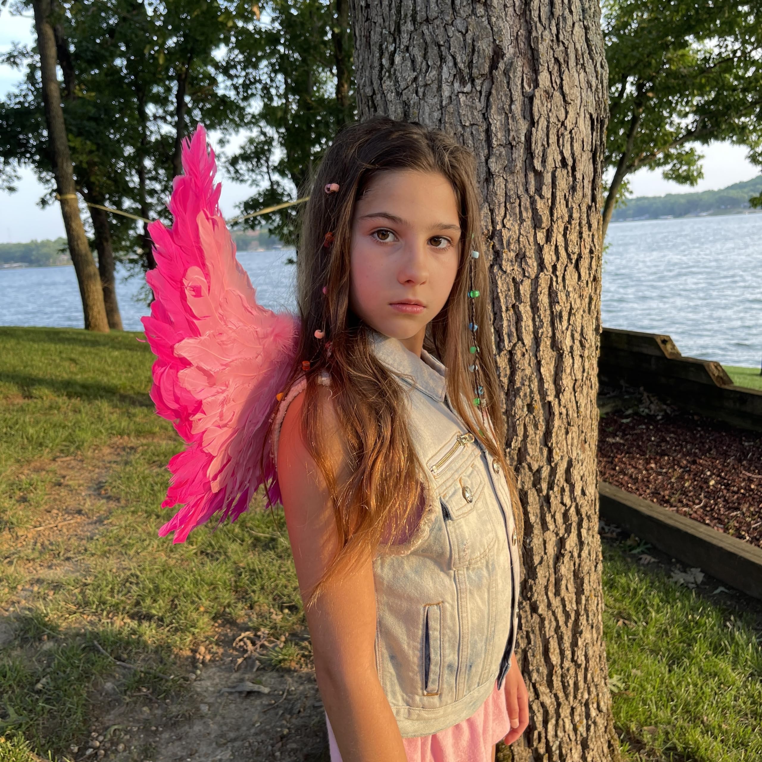 ZUCKER Small Angel Wings - Ethically-Sourced Real Pink Feather Wings - Costume Wings, Cosplay, Halloween Wings Accessory for Adults & Teens - Candy Pink w/Shocking Pink (25.5" x 13") - Image 8